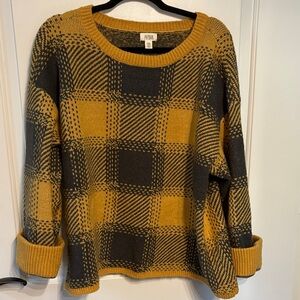 a.n.a Women's Yellow and Black Checkered Sweater